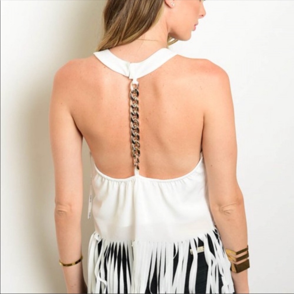 White Fringe Bottom Tank